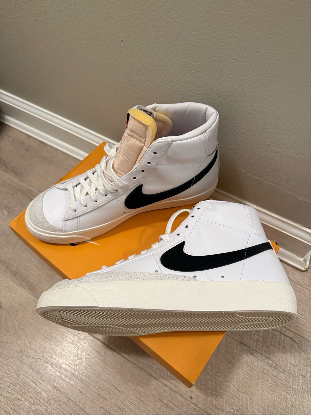Nike White/Black High-Top Sneakers with Cream Tongue